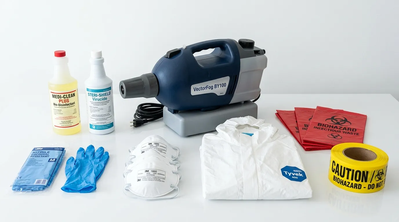 Professional biohazard remediation crew working in Chicago Loop